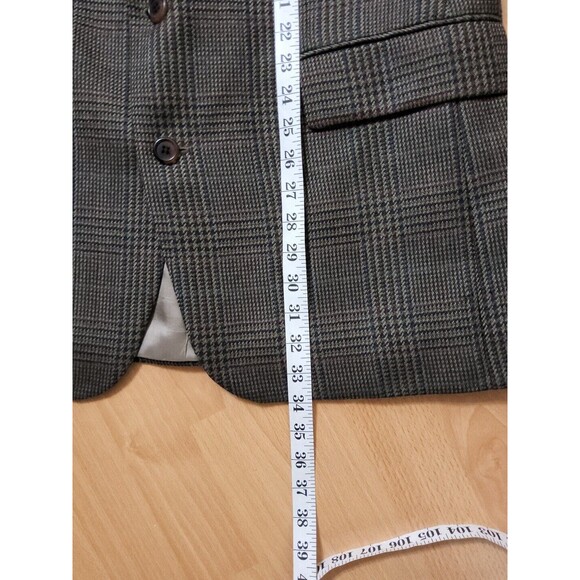 Chaps Ralph Lauren Sports Coat Blazer Beige Glen Plaid Men's Size 43T Canada EUC - Picture 9 of 11